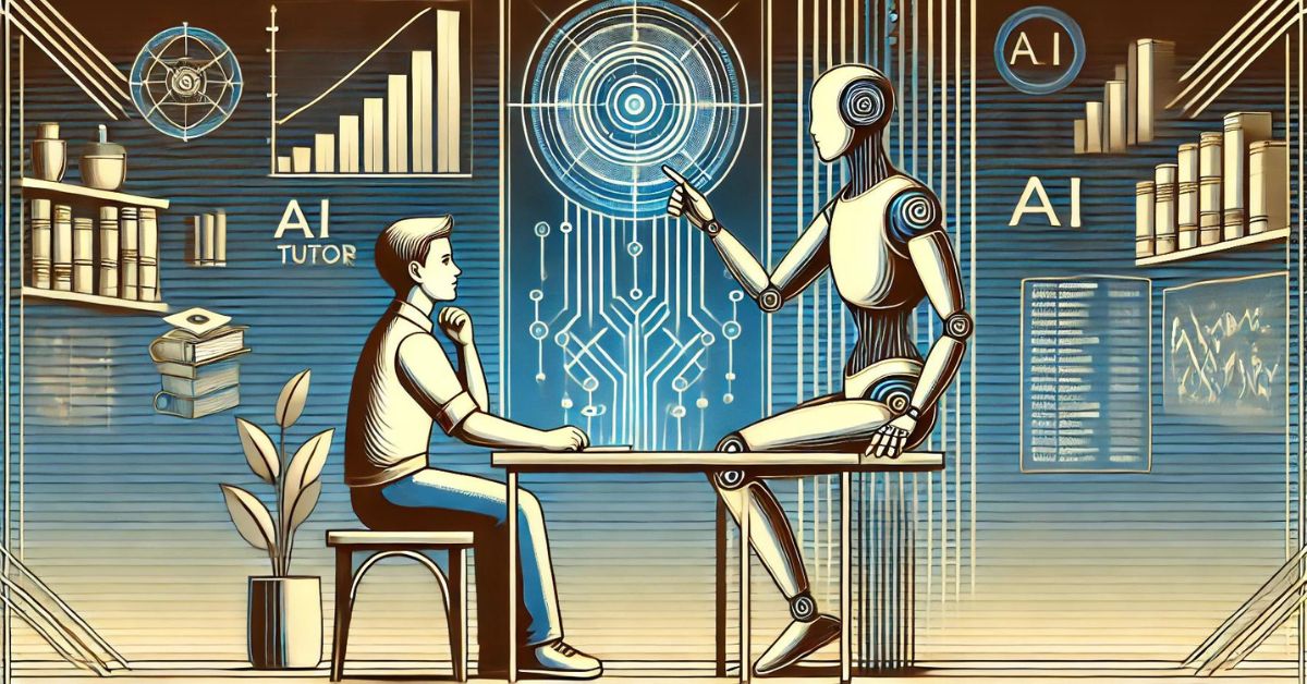 A stylized art deco cityscape with futuristic buildings and digital interfaces, humanoid figures interacting with holographic financial charts and graphs in the foreground, and elements of nature like trees or a river in the background, representing AI-driven financial growth and prosperity.