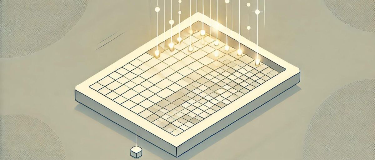 A simple image showing a clean, organized dataset table with some cells missing. Glowing data points are being placed into the missing cells, symbolizing how data imputation preserves the integrity of datasets and enhances analysis accuracy. The design is clear and straightforward, with an emphasis on the completeness of the data. Art deco aesthetic with smooth lines---data imputation examples by Talbot West.